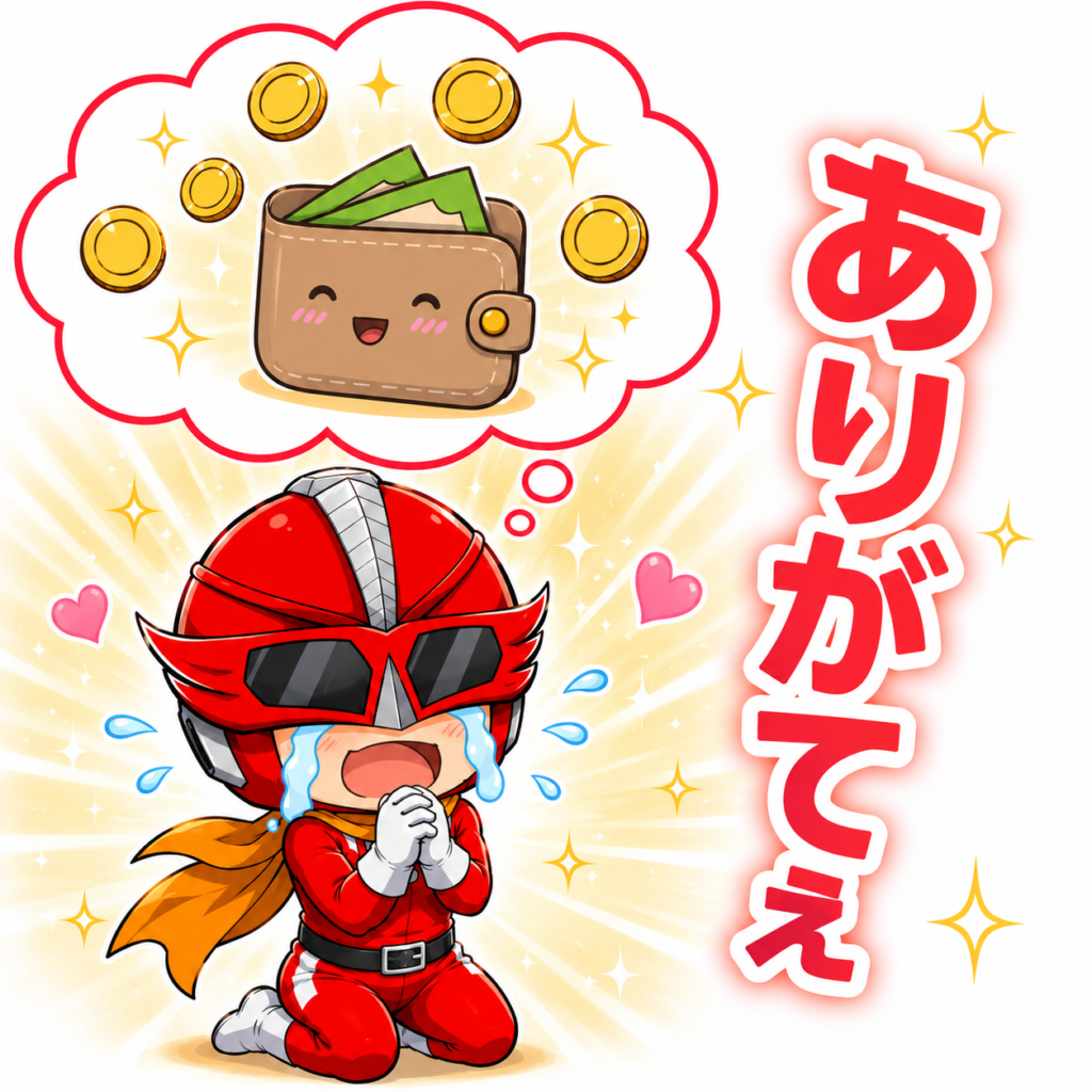 家計への優しさに感動して泣くデジかめんレッド
